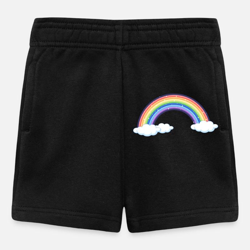 Vibrant Rainbow Over Clouds - Baby Shorts - black