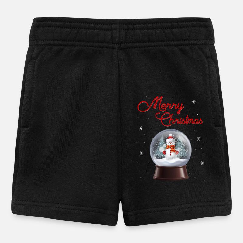 Snow Globe Snowman Winter Magic - Baby Shorts - black