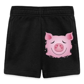Tête de cochon - graffiti de cochon porte-bonheur - Short Bébé - noir - Devant
