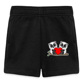 Panda relation romantique coeur couple - Short Bébé - noir - Devant