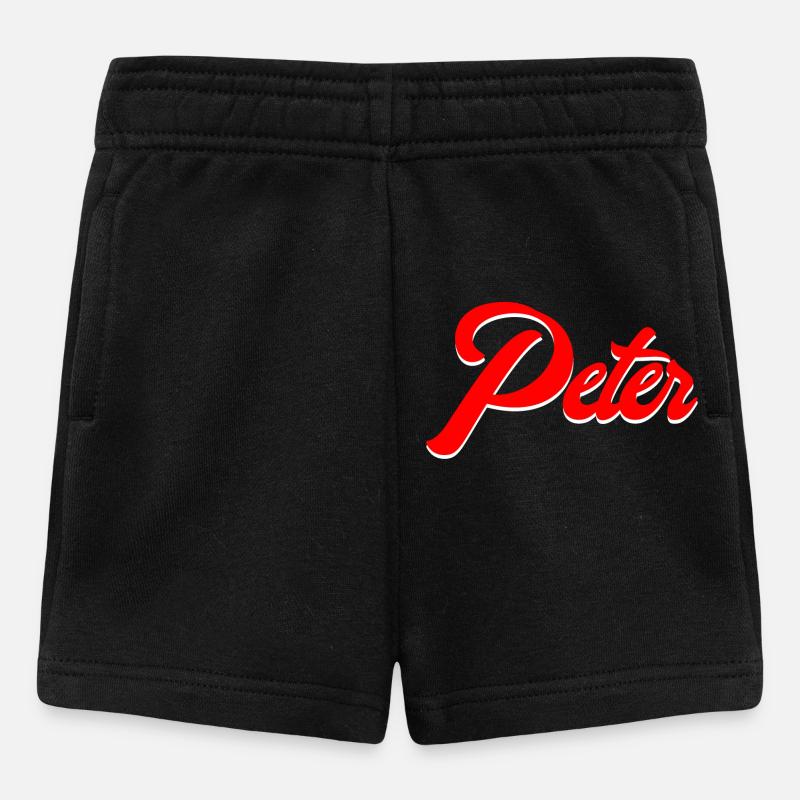 Vintage Red Script Name Peter Design - Baby Shorts - black