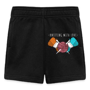 Knitting With Love – Yarn & Needles Art - Baby Shorts - black - Front