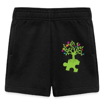 Autism Awareness Puzzle Tree - Baby Shorts - black - Front