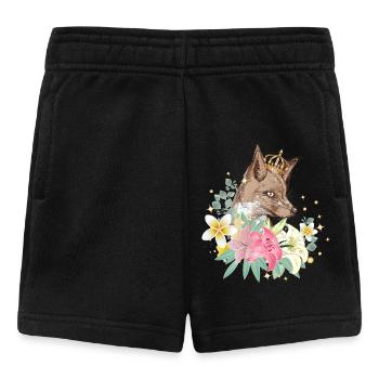 Fuchs mit goldener Krone und wunderschönen Lilien - Baby Shorts - Schwarz - Vorne