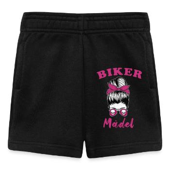 Biker Mädel Lady Motorrad Bikerin - Baby Shorts - Schwarz - Vorne