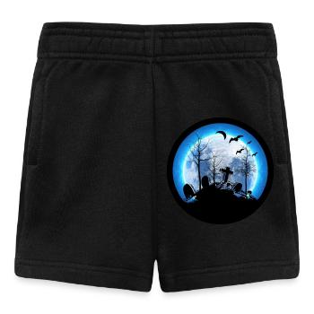 Mond Friedhof Grabstein Fledermäuse Hexe Halloween - Baby Shorts - Schwarz - Vorne