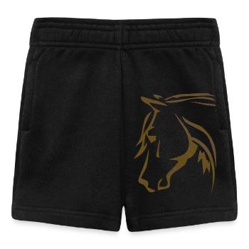 Braunes Pferd - Pferdekopf - Reiter - Ross Reiten - Baby Shorts - Schwarz - Vorne