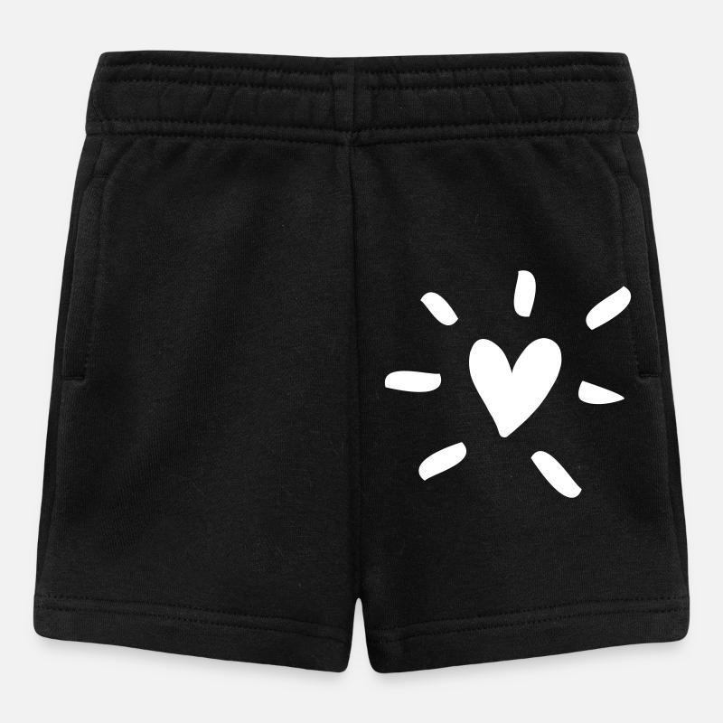 Coeur Blanc Bande Dessinée Mariage Amour Amour Saint Valentin - Short Bébé - noir
