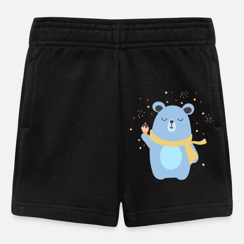 Cute Bear Having an Icecream - Baby Shorts - black