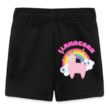 Skurriles rosa Lama mit Regenbogen - Baby Shorts - Schwarz - Vorne
