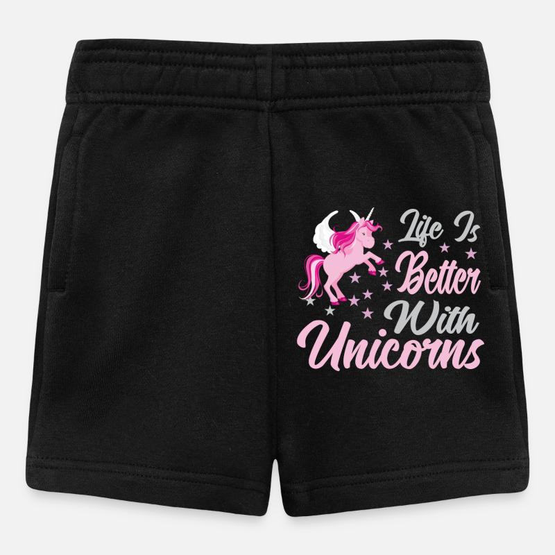 Leben ist besser mit Einhörnern - Baby Shorts - Schwarz