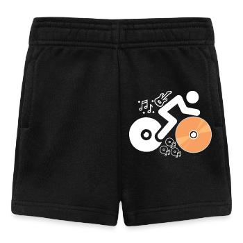 DJ Figure with Records and Musical Notes - Baby Shorts - black - Front