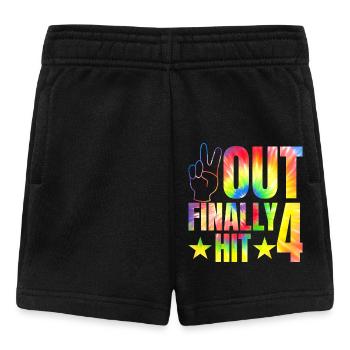 Out Finally Hit 4 Year Old Celebrant 4th - Baby Shorts - black - Front