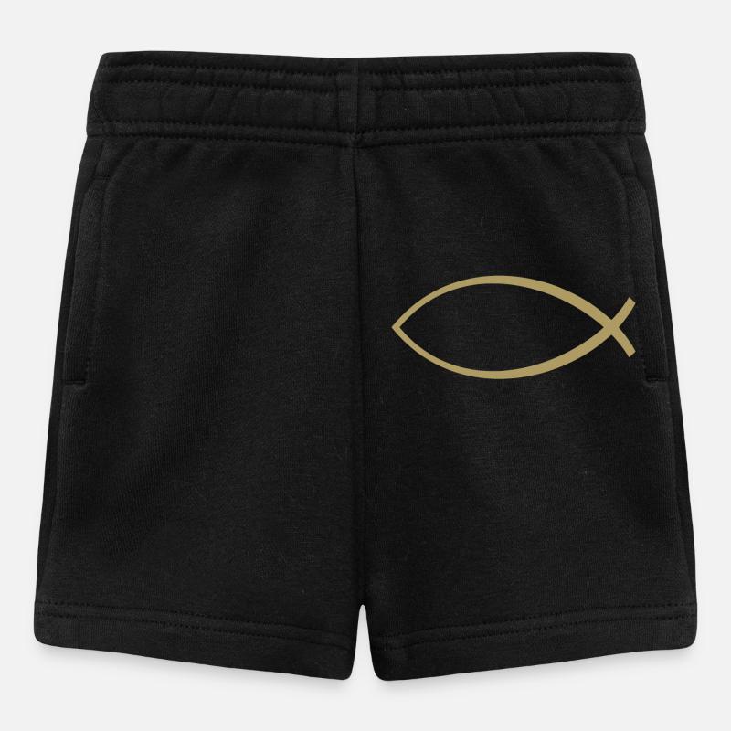 Ichtus poisson or - Short Bébé - noir