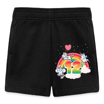 12. Geburtstag Regenbogen Einhorn Thema - Baby Shorts - Schwarz - Vorne