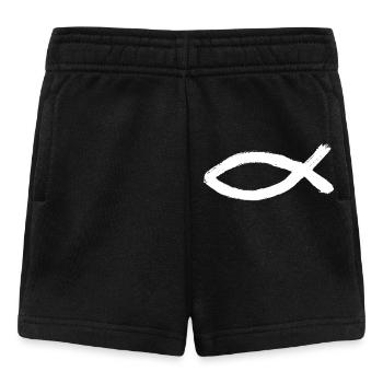Jesusfisch weiß Ichthys Fisch Jesus - Baby Shorts - Schwarz - Vorne