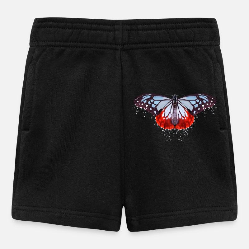 Butterfly with blue and red spots - Baby Shorts - black
