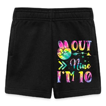 Peace Out Nine I'm 10 | Tie Dye Themed Geburtstag - Baby Shorts - Schwarz - Vorne