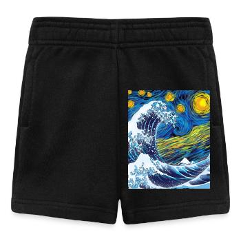 Kanagawa Waves Aesthetic Japanese Art Great Wave - Baby Shorts - black - Front