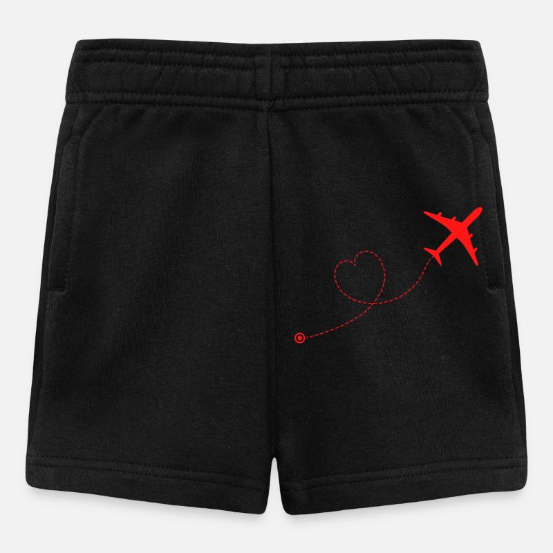 Amour en vol avion et cœur - Short Bébé - noir