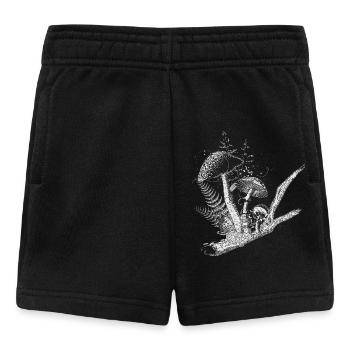 gezeichnete Komposition Waldpilze,Gräser und Ast - Baby Shorts - Schwarz - Vorne