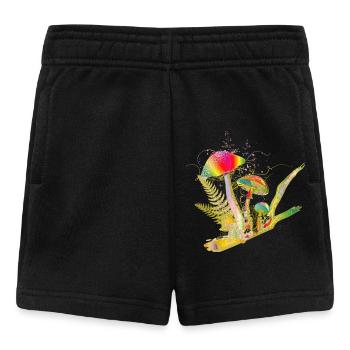 bunte Komposition Waldpilze,Gräser und Ast - Baby Shorts - Schwarz - Vorne