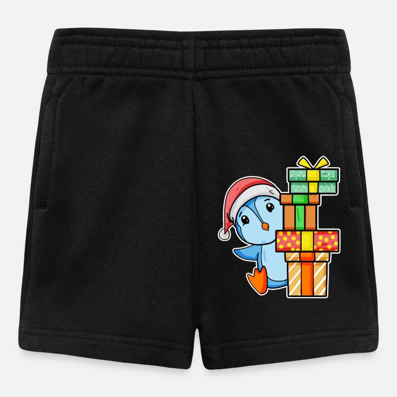Pingouin de Noël avec cadeaux - Short Bébé - noir