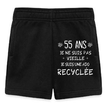 55 ans, anniversaire 55 ans, ado recyclée - Short Bébé - noir - Devant