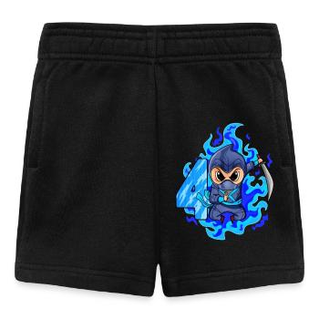 4th birthday boy 4 years old ninja - Baby Shorts - black - Front
