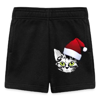 cat xmas christmas santa cat cute cute lol - Baby Shorts - black - Front
