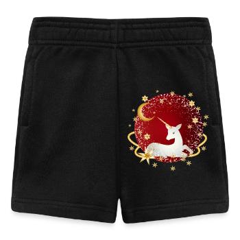 rote Kugel mit fantasievollen Einhorn und Sterne - Baby Shorts - Schwarz - Vorne