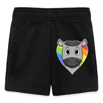 Gay LGBT Animal Donkey Rainbow Heart - Short Bébé - noir - Devant