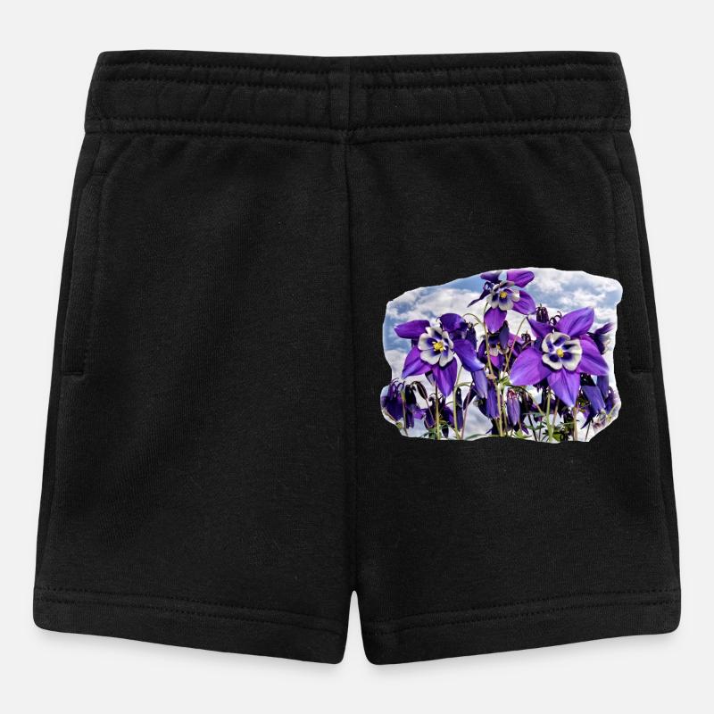 Blühende Akelei - Baby Shorts - Schwarz