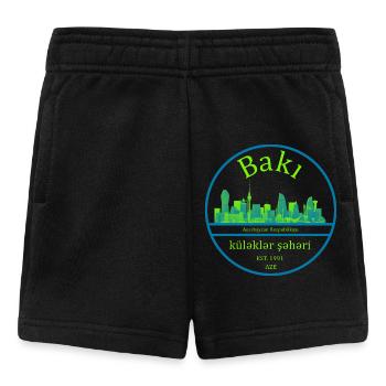 Conception de cercle de la skyline de Bakou avec vert néon - Short Bébé - noir - Devant