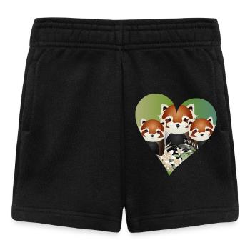 zauberhafte rote Panda Bär Familie mit grünem Herz - Baby Shorts - Schwarz - Vorne