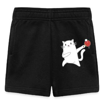 Table Tennis Katze Pingpong Outfit Cat Tischtennis - Baby Shorts - Schwarz - Vorne