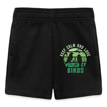 Ruhe bewahren und Vögel lieben - Baby Shorts - Schwarz - Vorne