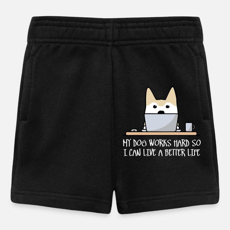 Mon chien travaille dur (foncé) - Short Bébé - noir