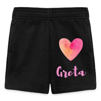 Greta Rosa Herz Mädchen Geschenk Outfit Shirt - Baby Shorts - Schwarz - Vorne