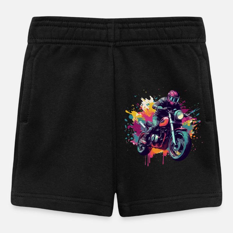 Motorrad mit Farbfleck. - Baby Shorts - Schwarz