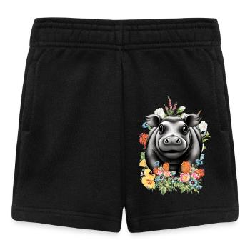 Nilpferd Blumen - Baby Shorts - Schwarz - Vorne