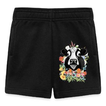 Kuh Blumen - Baby Shorts - Schwarz - Vorne