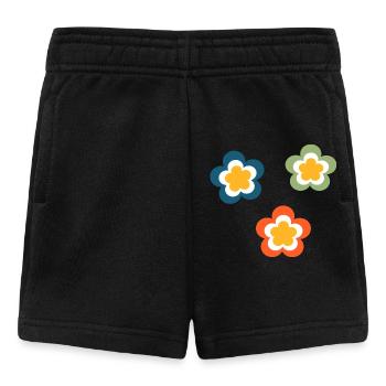 70s Flower Pattern Retro Hippie Festival - Baby Shorts - black - Front