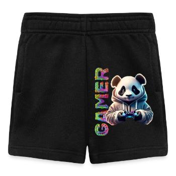 Gamer Schriftzug mit coolem Panda - Baby Shorts - Schwarz - Vorne