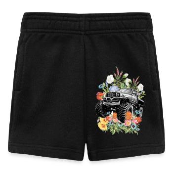 Monstertruck Blumen - Baby Shorts - Schwarz - Vorne