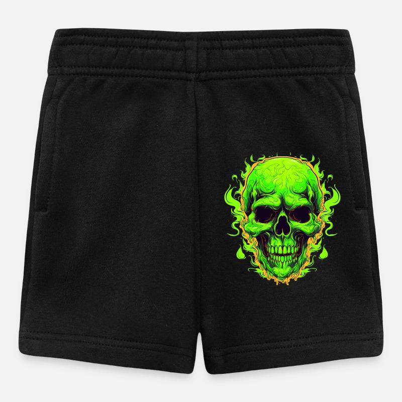 Neon Flames Skull Design - Baby Shorts - black