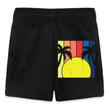 Palmen Sonnenaufgang Retro Vintage - Baby Shorts - Schwarz - Vorne