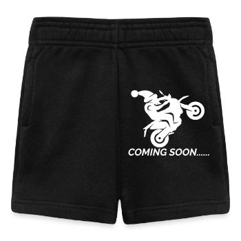 santa coming soon Weihnachtsmann Motorrad Wheelie - Baby Shorts - Schwarz - Vorne