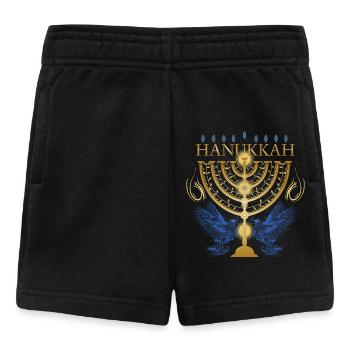 gold-colored Hanukkah candlestick with two doves - Baby Shorts - black - Front