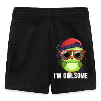 Eule Eulen I`m Owlsome - Baby Shorts - Schwarz - Vorne